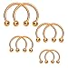 BodyJ4You 8PCS Circular Barbell Horseshoe Piercing Ring Kit 16G Rose Goldtone Nose Tragus Nipple Hoop