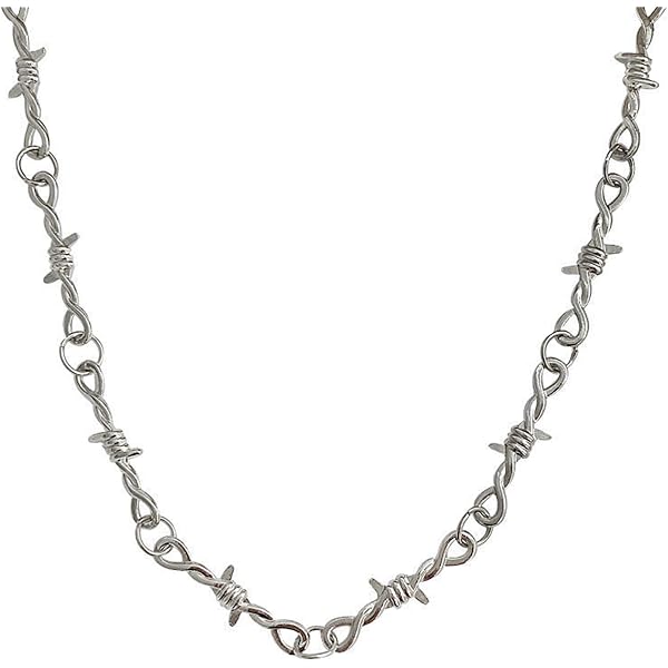 22 Inch Punk Gothic Thorns Necklace - Barbed Wire Choker Chain For Men And Women