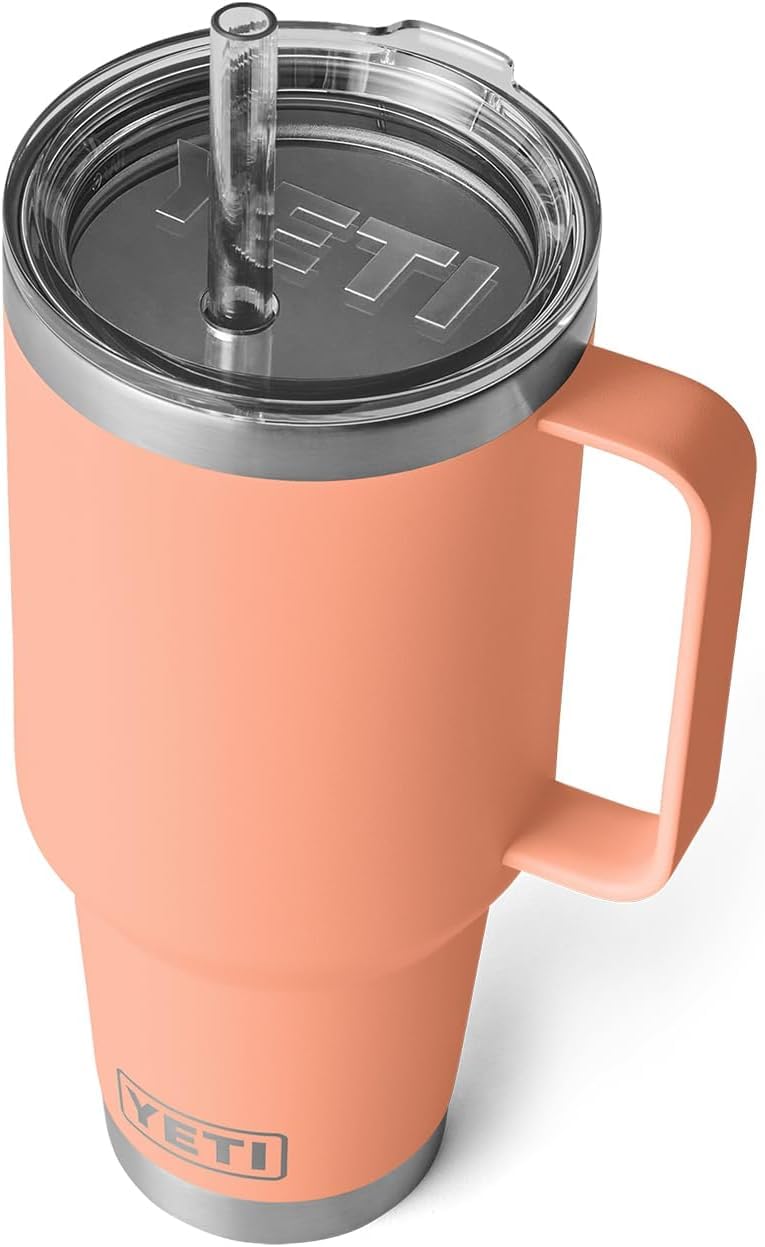 YETI Rambler Straw Mug, Stainless Steel Vacuum Insulated Mug with Stronghold Lid, Lowcountry Peach, 42 oz (1.2 l)