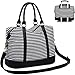 CAMTOP Women Ladies Weekender Travel Bag Canvas Overnight Carry-on Duffel Tote Luggage (Stripe -Black)
