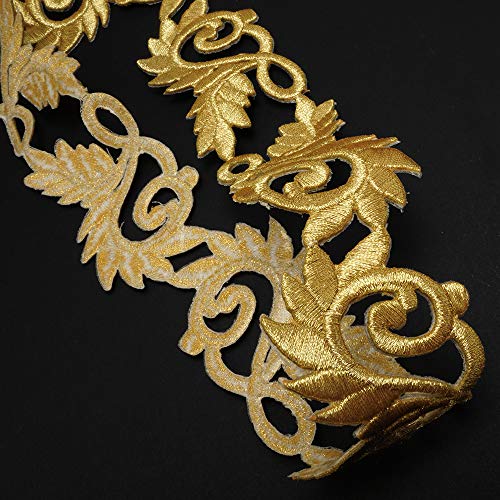 2-Yards 2-3/4" Iron on Metallic Lace Trim for Bridal, Costume or Jewelry, Crafts and Sewing, TR-11889 (Gold) - Thumbnail 4