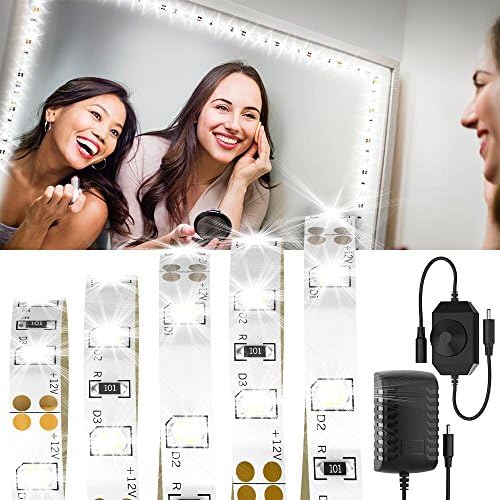 LONGKO Hollywood Style LED Vanity Mirror Light Kit, 13ft 240 LED Dimmable Light Strip with Power Supply for Makeup Dressing Table