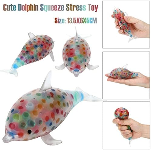 Spongy Dolphin Bead Ball Squishy Toys Jumbo Prime Cheap, Kawaii Mochi Scented Non Toxic Healing Fun Charm Slow Rising Squishy Squeeze Stress Relief Toys For Kids Boys Girls Autism Adults (Multicolor)