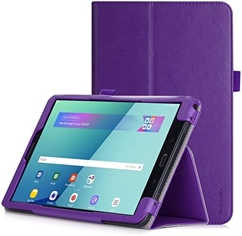 Samsung Galaxy Tab A 10.1 Case, ToGeeKa PU Leather Stand Cover Case Holder for Galaxy Tab A 10.1 inch 2016 SM-T580 T585 with auto Sleep/Wake Function, Hand Strap and Card Slot, Purple