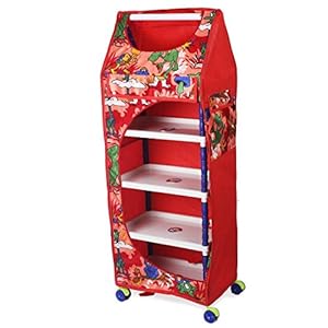 Ebee Baby Easy to Assemble Toy Box/Wardrobe (Red, 5 Layer)
