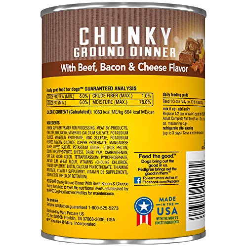 Pedigree Chunky Ground Dinner With Beef, Bacon & Cheese Flavor Adult