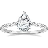 EAMTI 2CT 925 Sterling Silver Engagement Rings Pear Cut Cubic Zirconia CZ Wedding Promise Rings for Her Stunning Teardrop Wedding Bands for Women Size 3-11