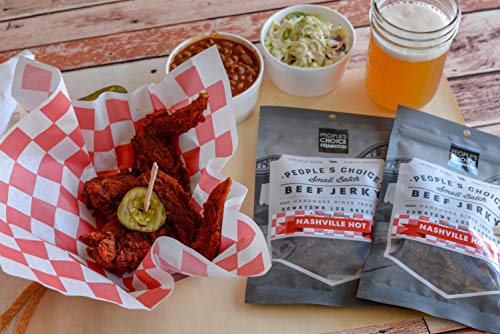 People's Choice Beef Jerky - Tasting Kitchen - Nashville Hot - Pounder of Super Spicy Jerky - Compare to World's Spiciest Heat of Carolina Reaper, Scorpion, Ghost Pepper - 1 Pound, 16 oz - 1 Bag