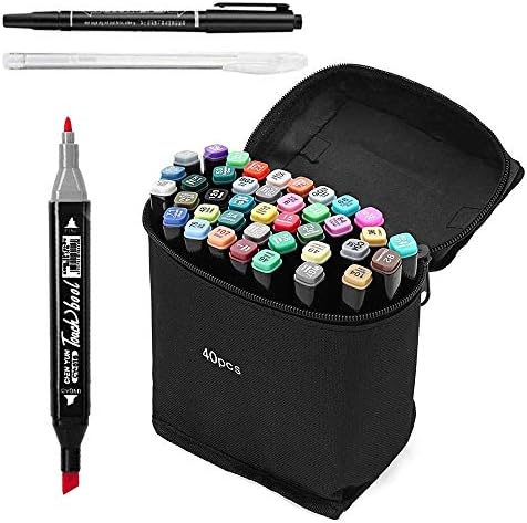 マーカーペン 油性 現品 40色 漫画色セット アルコールペン Akura Touch 描画 塗り絵 学習用カラーペン 2種類のペン先 太細両用 落書き 収納ケース付 双頭