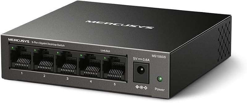 Switch Ethernet Gigabit 5 Ports RJ45, Boîtier Métal, MS105GS