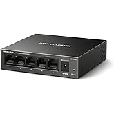 MERCUSYS 5-Port Gigabit Ethernet Desktop Switch (MS105GS) – Plug & Play, Steel Housing, Fanless, Energy-Efficient, Supports A