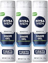Gel de afeitado sensible Nivea Men, protege la piel sensible de la irritación del afeitado, 7 onzas (paquete de 3)