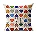 4TH Emotion Colorful Heart Shape Love Cotton Linen Square Throw Pillow Cover Decorative Cushion Sham Pillowcase Cushion Case for Sofa 18 x 18 Inch