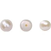 BEADIA Natural Half Drilled Pearl Beads White 6-6.5mm 12pcs AAA Freshwater Cultured Loose Gemstone Beads for DIY Stud Earring Jewelry Making