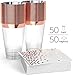 Rose Gold Plastic Cups - 10 oz - 50 Pack - with Matching Napkins - 6.5” - 50 Pack - Weddings, Birthday, Baby & Bridal Shower, Bachelorette Party