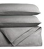 Cariloha Bamboo Linen Duvet Cover Set Includes Duvet Cover and 2 Pillow Shams - 3 Degrees Cooler Than Cotton - Soft and Smooth Bamboo-Linen Weave (King, Graphite)