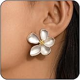 Flower Earrings for Women Big Statement Earrings for Women Floral Earrings Daisy Earrings Pink Orange Black White Flower Stud Earrings Summer Spring Fancy Jewelry