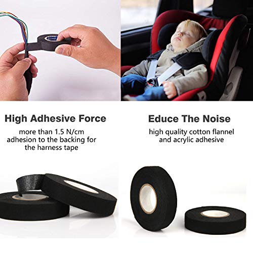 Blasoul Heat-Resistant Interior Wire Loom Harness Tape, Advanced High Heat Harness Tape, Fuzzy Fleece Insulation Tape for Auto Toyota Mercedes BMW VW Audi Electrical Wrap 0.75 inch × 50 Ft (6 Rolls) - Thumbnail 2