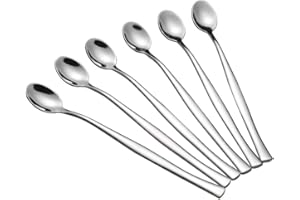 Idomy 12-Piece Long Handle Spoon, Stainless Steel Iced Tea Spoon, Mixing Coffee Stirring Spoon