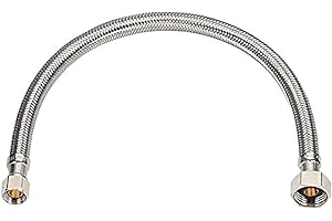 EZ-Fluid Plumbing 30" x 1/2" Fip x 3/8" Comp S.S Braided Flexible Water Hoses Connectors,Faucet Supply Line,Faucet Water Supply Hose Connector Lines For Bathroom,Kitchen,Outdoor Sink Faucets(1)