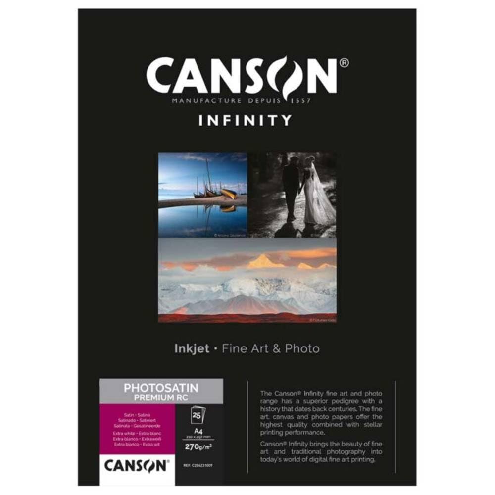 Canson Infinity PhotoSatin Premium RC 270gsm, semi-glossy white inkjet paper, A3+, box of 25 sheets