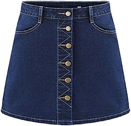 Hathawlyth Women and Girls' Cotton Denim Summer A Line Short Mini Skirt X-Small Blue-2
