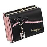 ETIAL Womens Faux Leather Cute Kitty Bowknot Small Wallet Coin Card Holder