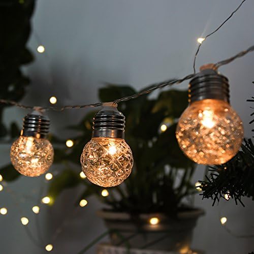 Solar String Lights Outdoor, Eco Friendly Waterproof 20 LED Pineapple Bulb Multi Use Solar Fairy String Lights Garden Lighting - Warm White