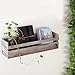 MyGift Wall Mounted Decorative Torched Wood Shelf, Storage Box Organizer, Dark Brown