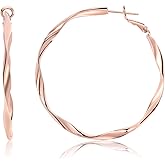 Surrounded Forest Rose gold/White gold/Yellow Gold Plated Hoop Earrings Lightweight Hoop Earrings For Women 1in 2in