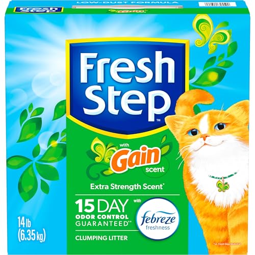 FRESH STEP CLUMPING LITTER WITH FEBREZE FRESHNESS GAIN ORIGINAL SCENT, LOW-DUST FORMULA WITH AMMONIA BLOCK TECHNOLOGY, 14 LB. BOX