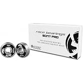 Bont Pro Racing 608 Skate Bearings, 8 mm Bore, 16 Pack | 7 steel balls, TN9 plastic cage, German-made racing oil, removable shields