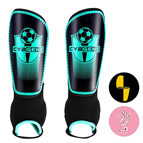 CybGene Soccer Shin Guards for Kids Adults Soccer Gear for Boys Youths Protective Equipment Adjustable Straps with Ankle Sleeves Protectors Green S - Thumbnail 6
