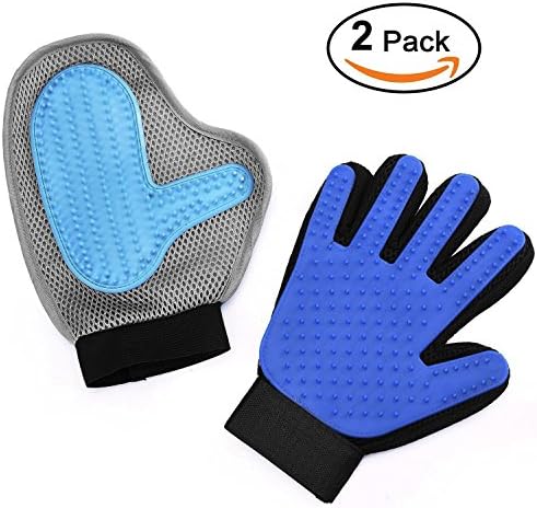 Pet Grooming Glove - Pet Glove Massage Magic Hair Remover - Perfect for Dogs & Cats with Long & Short Fur - Set of 2
