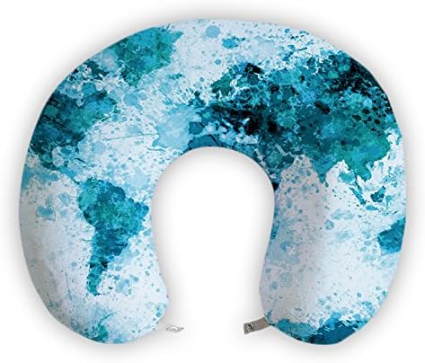 EnjoyIt Turquoise Splash-ink Painting U-Shape Memory Foam Travel Neck Pillow Super Soft Neck Support Pillow