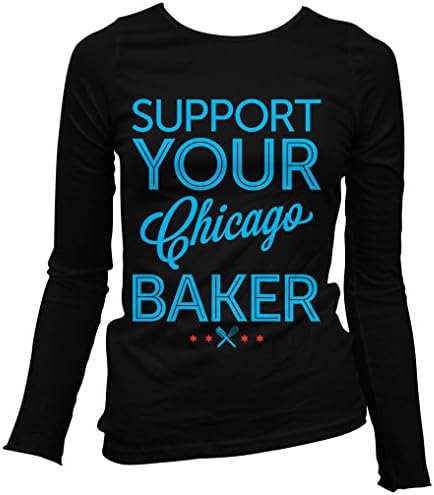 Smash Vintage Women's Support Your Chicago Baker Long Sleeve T-Shirt - Black, XX-Large