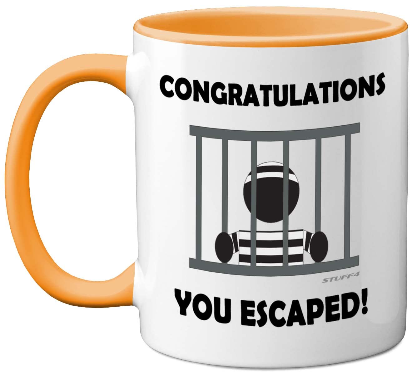 Stuff4 Leaving Gifts for Men or Women - Congratulations You Escaped Retirement Mug - Leaving Presents for Colleagues, Funny Gifts Men Women, New Job 11oz Ceramic Premium Yellow Mugs