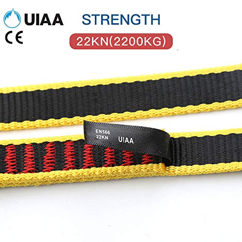 XINDA 16mm Nylon Sling Runner 22kN / 4840lb Climbing Utility Cord Rock Climbing, Mountaineering, Rappelling, Hiking, Emergency Gear (Yellow, 24inch/60cm 1pcs)