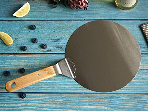 Waykea Stainless Steel Pizza Peel Wood Handle 10” Baking Shovel Paddle, Cake Lifter Transfer Tray for Baking Homemade Pizza, Bread, Cake, Pie - Thumbnail 2
