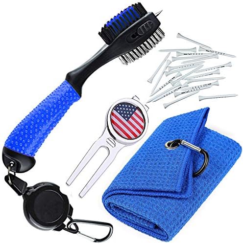 Golf Towel Microfiber Waffle Pattern/Golf Club Brush/Divot Tool with Magnetic Ball Marker / 50Pcs Golf Tee Golf Gifts Accessories Set Golf Towel Microfiber Waffle Pattern/Golf Club Brush/Divot Tool with Magnetic Ball Marker / 50Pcs Golf Tee Golf Gifts Accessories Set