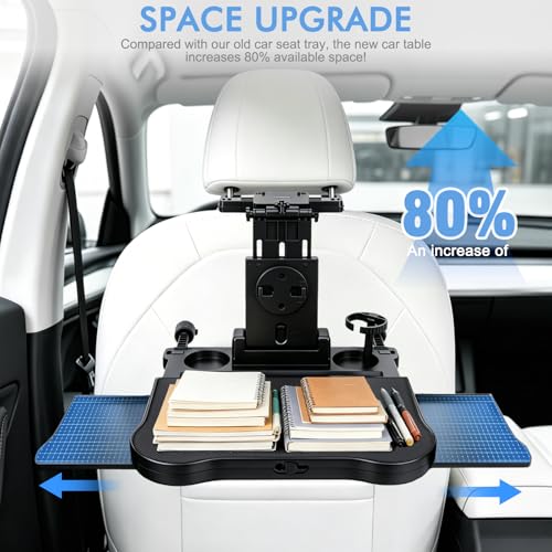 Car Table, Multifunctional Folding Rear Table for Cars, with Cup Holder and Tray, Removable, for Children, Travel, Work (Load Capacity 20 kg)