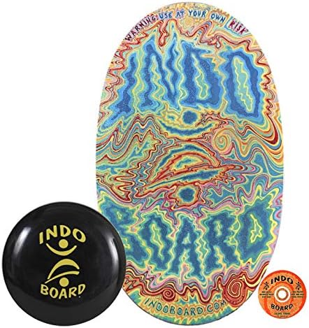 INDO BOARD Original with IndoFLO Cushion - Balance Board for Core Strength and Standing Desk - Comes with 14" Adjustable Cushion and Non-Slip Wood Deck - NO Roller Included - 10 Colors