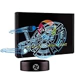 3D Optical Illusion Night Light - 7 LED Color Changing Lamp - Cool Soft Light Safe For Kids - Solution For Nightmares - Star Trek USS Starship Enterprise