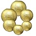 E-MANIS White Paper Round Lanterns for Birthday Wedding Party Decorations Crafts (1-Pack of 6) (Gold)