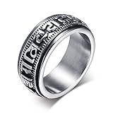 RAUL FANT Retro Stainles Steel Buddhist Six True Syllable Mantra 