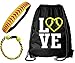Kenz Laurenz Softball Headband Set - Leather Softball Seamed Headband with Red Stitching, Softball Titanium Bracelet, Softball Cinch Bag (Softball Set Bag Headband Bracelet)