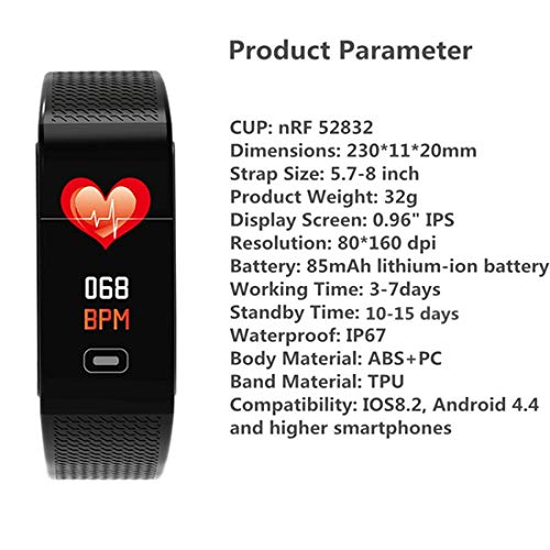 Fitness Tracker HR, Activity Tracker with Pedometer Blood Pressure Heart Rate Monitor IP67 Waterproof Step Calorie Distance Tracker Call SMS SNS Remind for Men Women Kids Compatible for Android iOS - Thumbnail 3