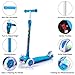 GEI Outon Kick Scooter For Kids 3 Wheel Lean To Steer Adjustable Height PU 4 LED Flasing Wheels Blue