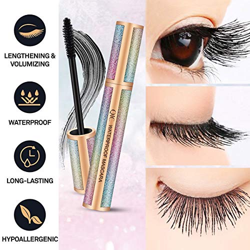 4d Silk Fiber Lash Mascara,Fiber Mascara,Waterproof Lengthening Mascara,Natural Thick Thickening,Long Lasting Charming Eye Makeup,Black - Thumbnail 2