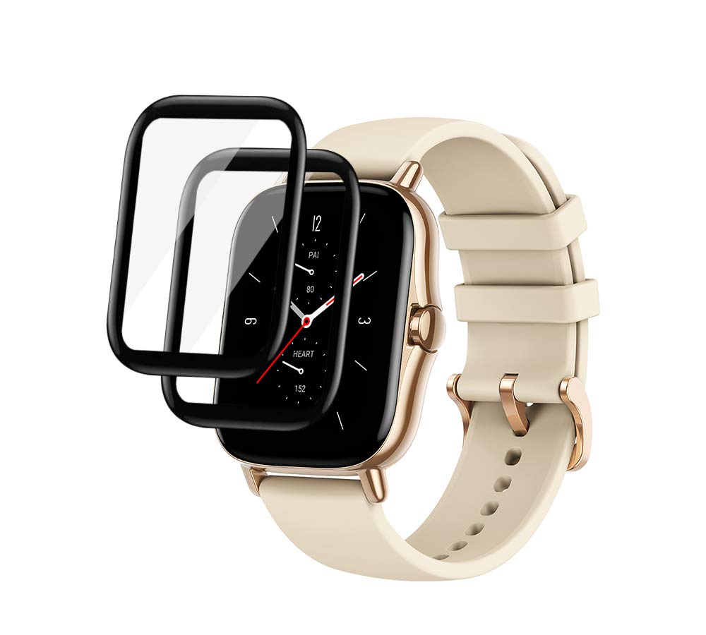 PaceBid Pack of 2 Tempered Glass Screen Protectors Compatible with Amazfit GTS 2/GTS, 9H Hardness, Anti-Scratch, Anti-Oil, Anti-Bubble, HD Clear, Full Coverage Glass Film for Amazfit GTS 2/GTS